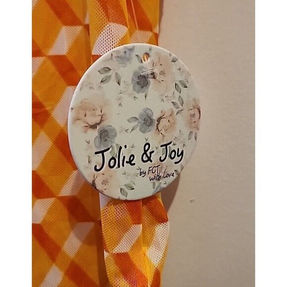 Jolie & Joy Orange Pattern Sheer Short Sleeve Top Sz L NWT Retro Look - Picture 3 of 7